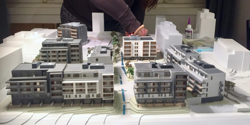 Modell av boligprosjekt.